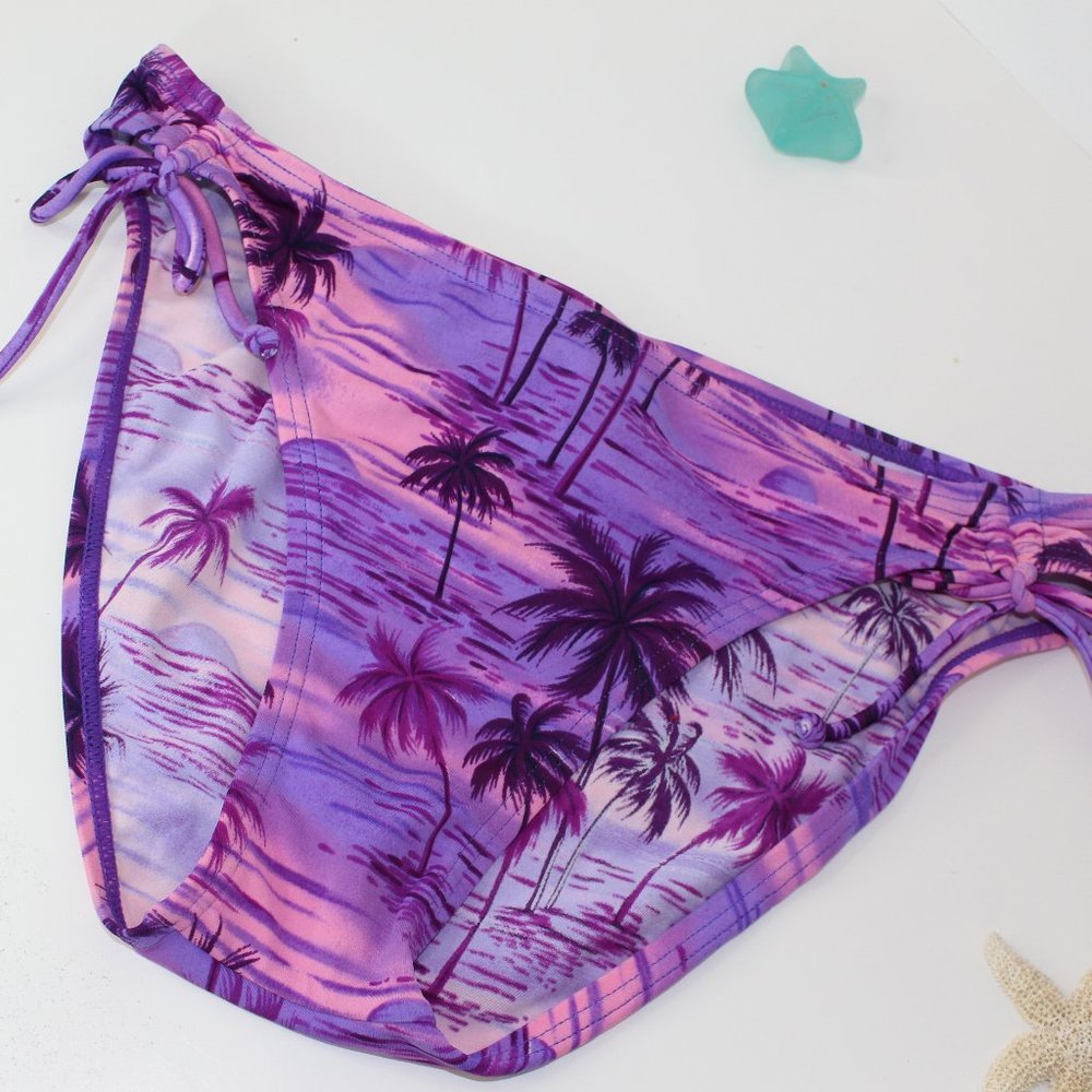 Bikini Bottoms with Palm Tree // Purple Bikini